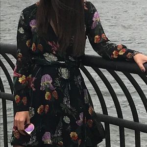 Zara floral wrap dress